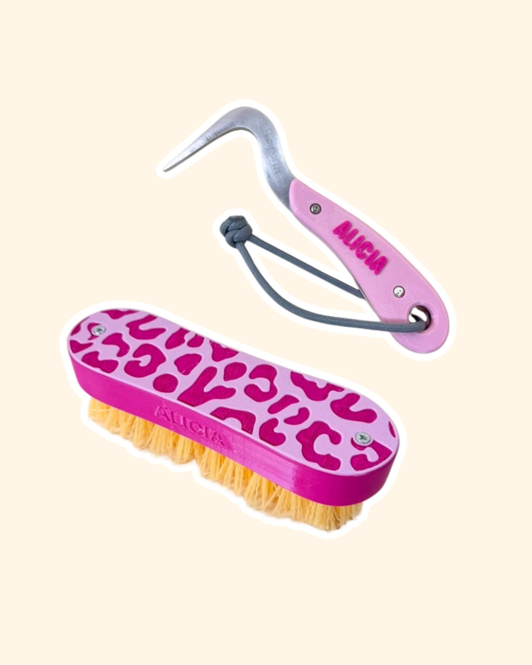 COMBO Nettapiedi + Spazzola Zoccoli - Pink Leopard Edition