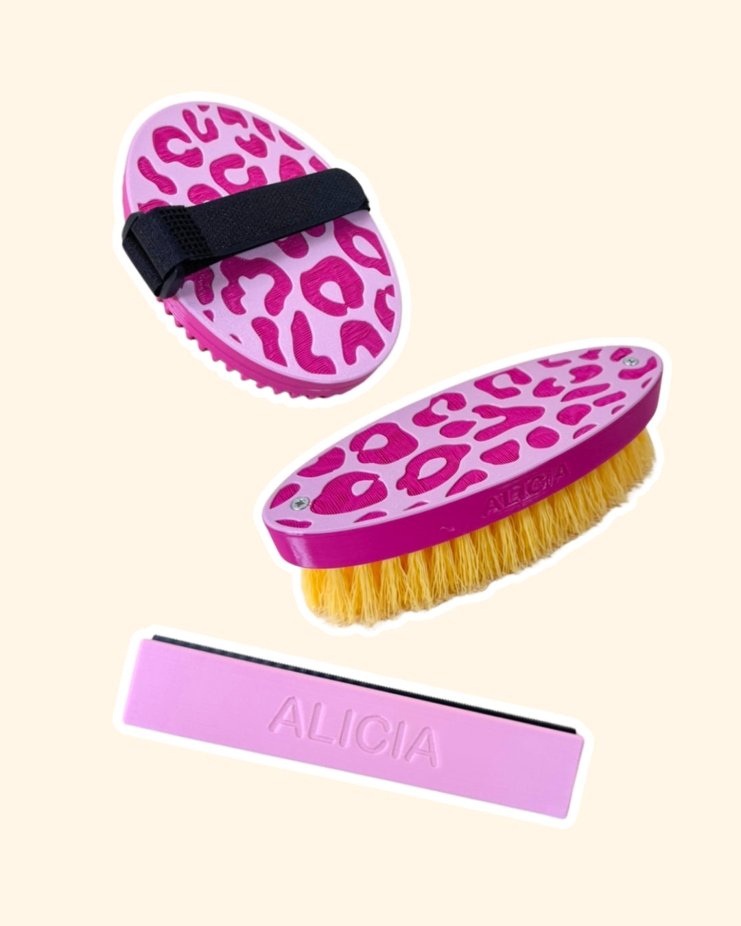 STARTER KIT Striglia + Brusca + Pony Brush - Pink Leopard Edition